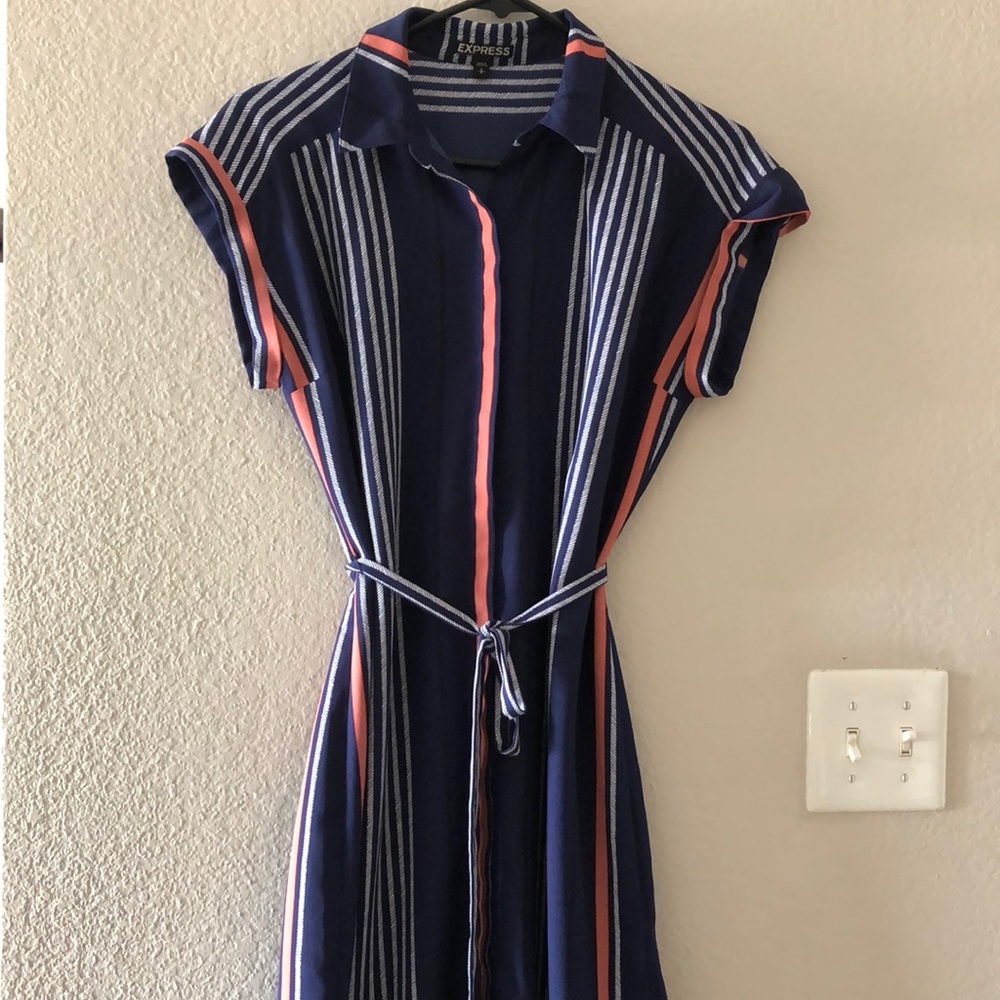 Blue, pink and white dress